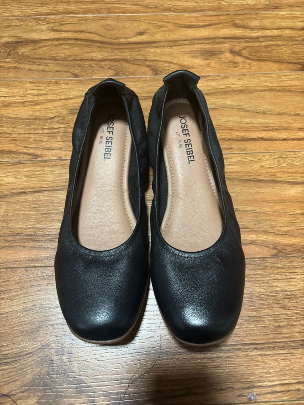 Josef Seibel Black Leather Slip-On Ballet Flats